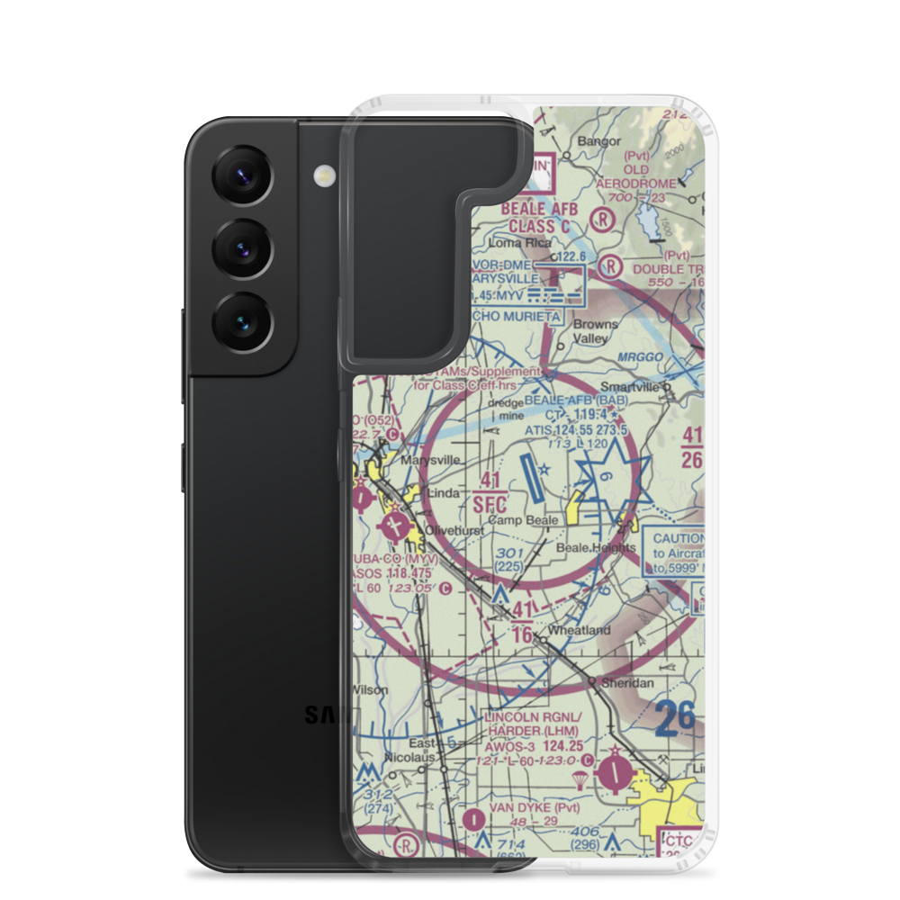 Beale Air Force Base (BAB) VFR Sectional Samsung Case Samsung Galaxy S22 model shown