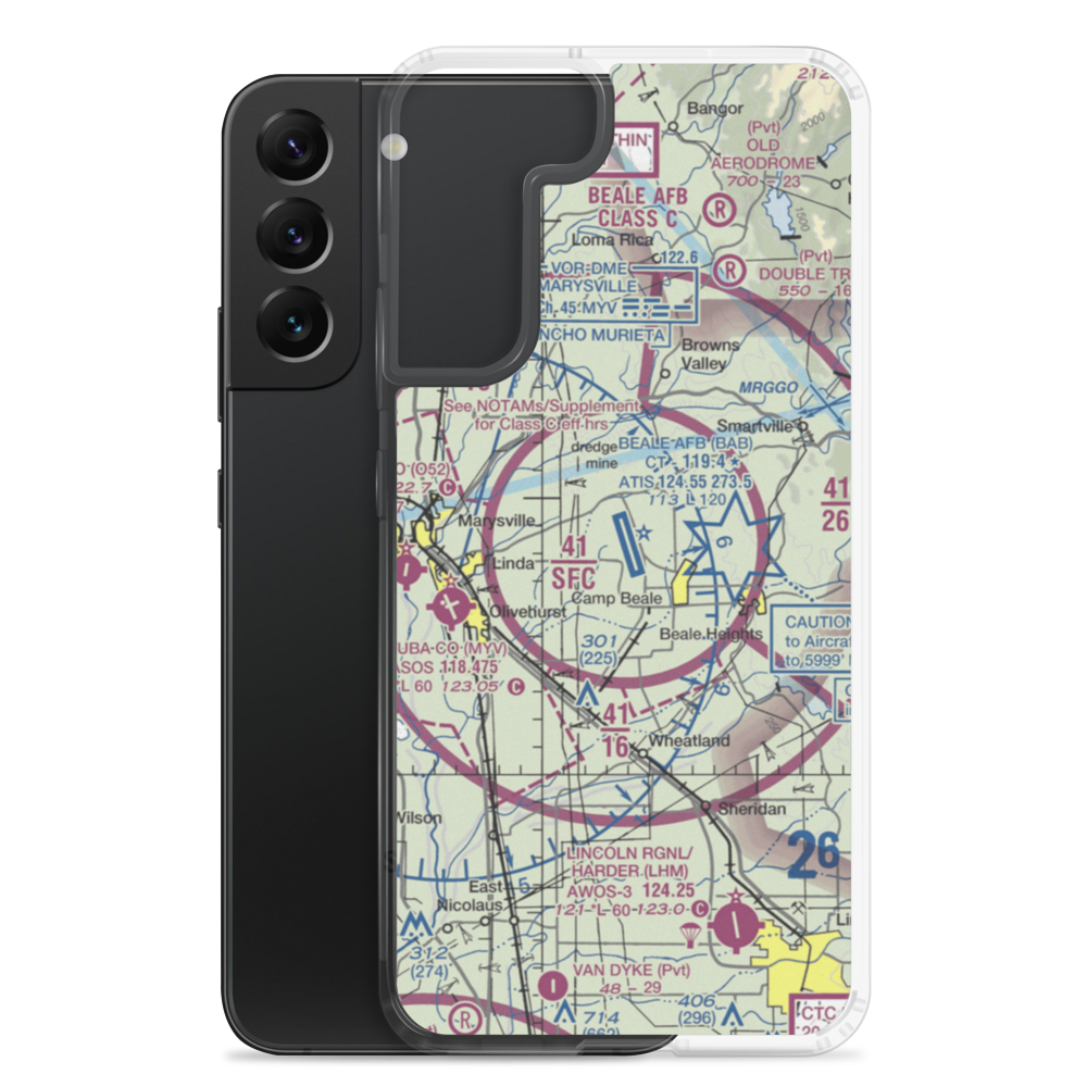 Beale Air Force Base (BAB) VFR Sectional Samsung Case Samsung Galaxy S22 Plus model shown