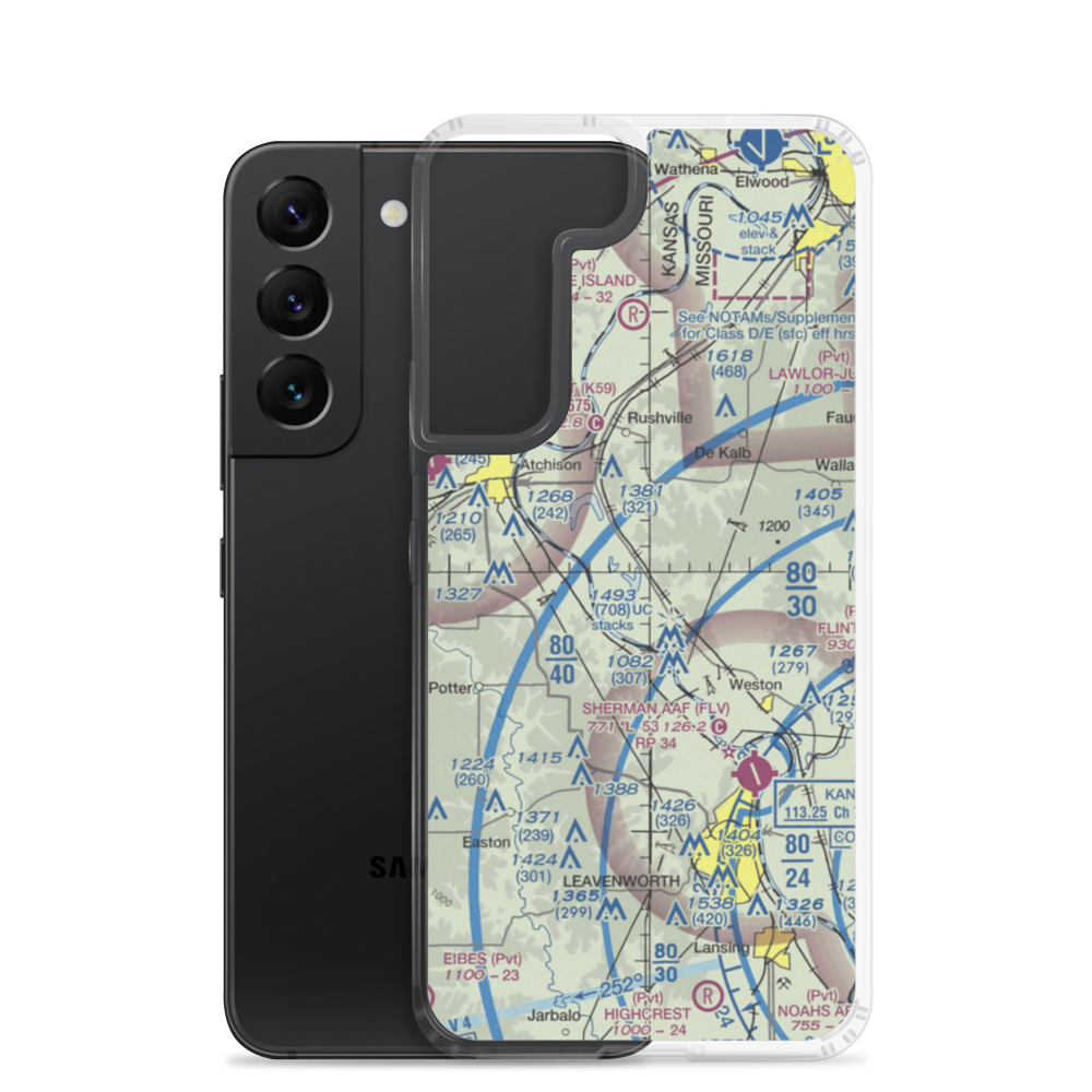 Bean Lake Airport (8MO7) VFR Sectional Samsung Case Samsung Galaxy S22 model shown