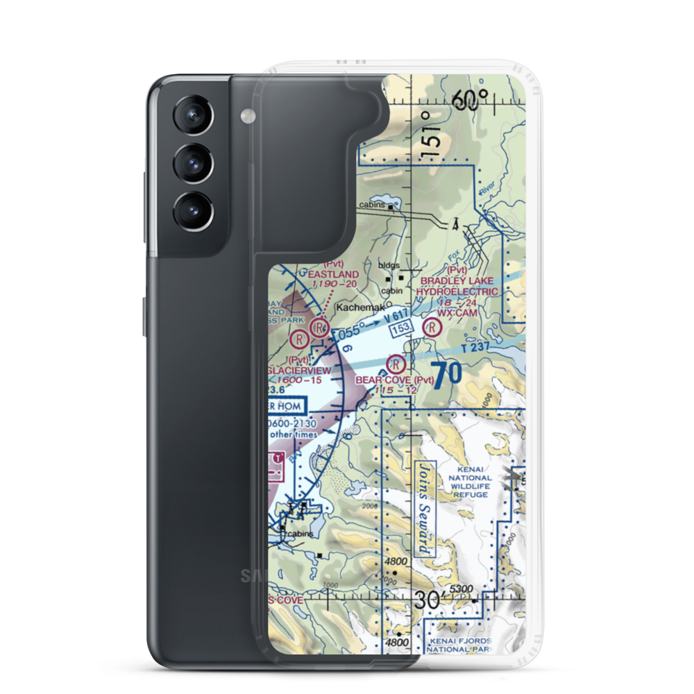 Bear Cove Farm Airport (46AK) VFR Sectional Samsung Case Samsung Galaxy S21 model shown