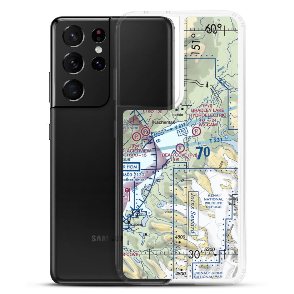 Bear Cove Farm Airport (46AK) VFR Sectional Samsung Case Samsung Galaxy S21 Ultra model shown
