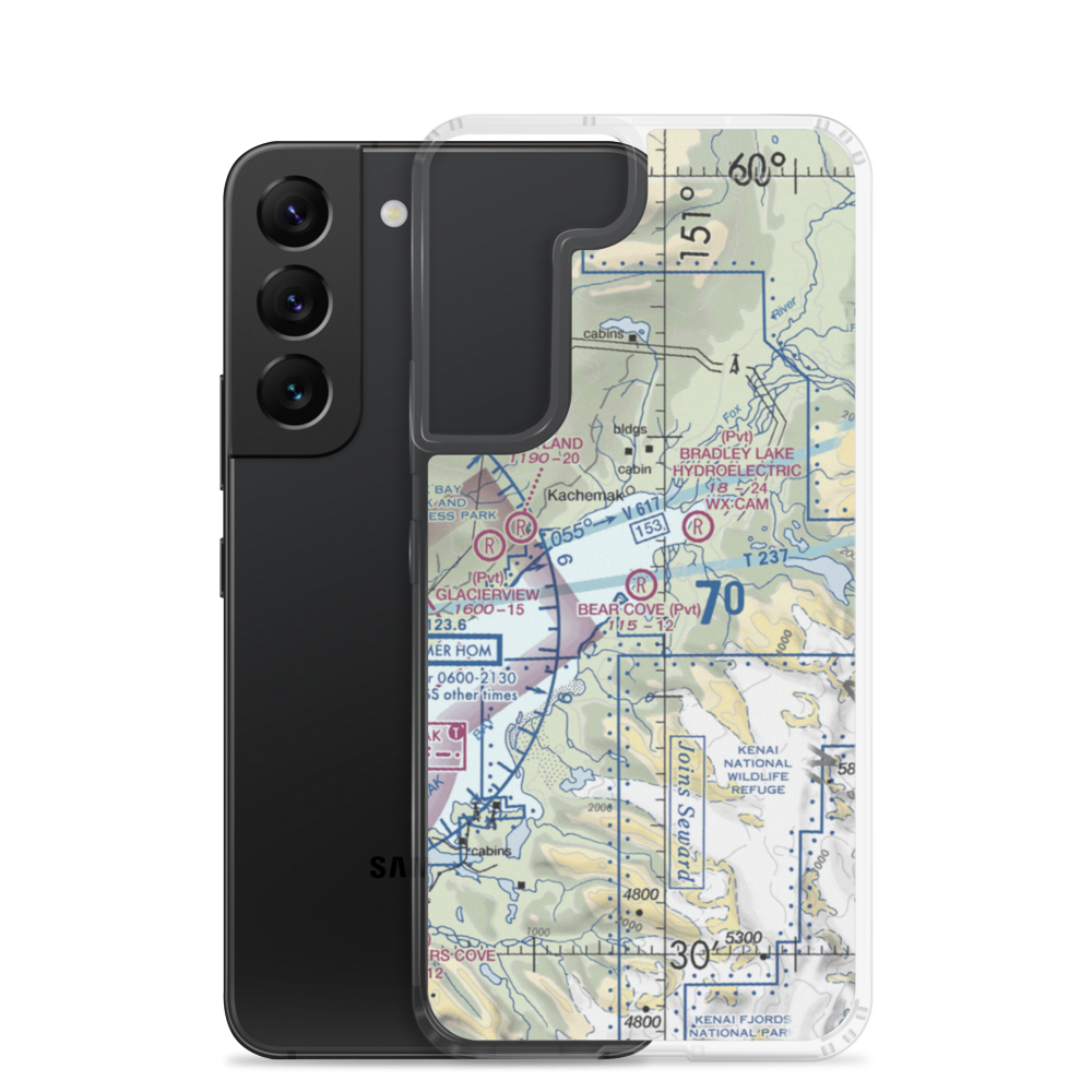 Bear Cove Farm Airport (46AK) VFR Sectional Samsung Case Samsung Galaxy S22 model shown