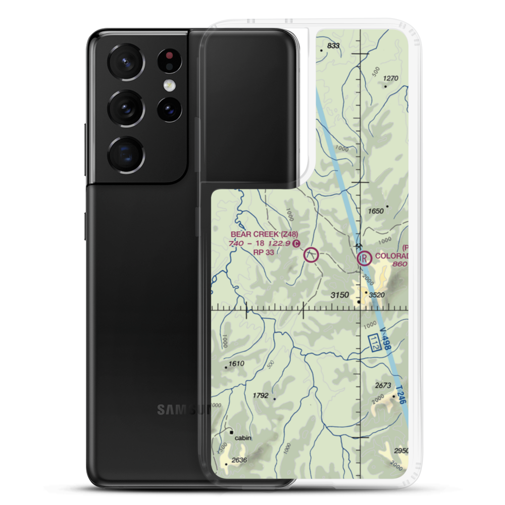 Bear Creek 3 Airport (Z48) VFR Sectional Samsung Case Samsung Galaxy S21 Ultra model shown
