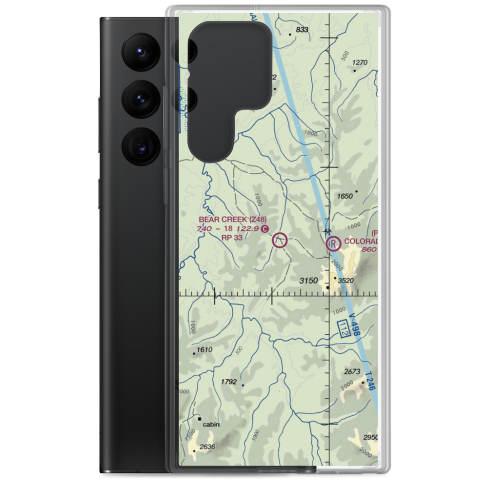 Bear Creek 3 Airport (Z48) VFR Sectional Samsung Case Samsung Galaxy S22 Ultra model shown