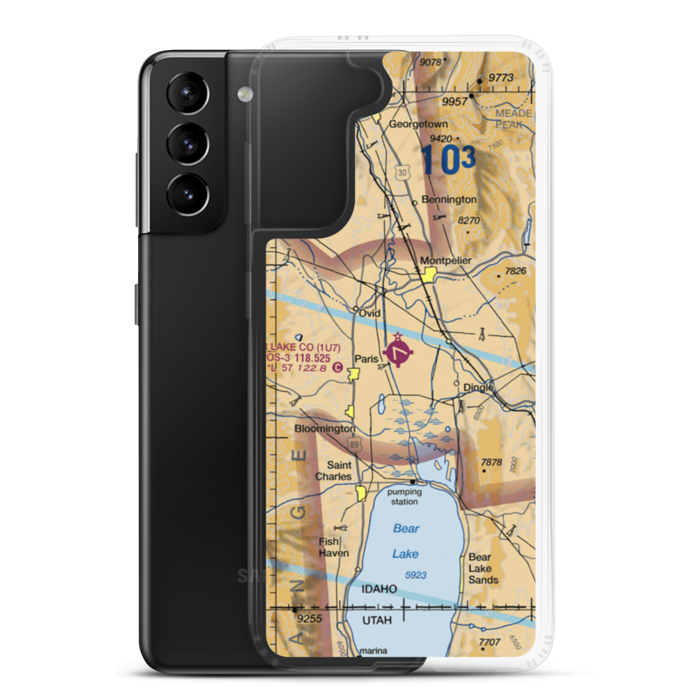 Bear Lake County Airport (1U7) VFR Sectional Samsung Case Samsung Galaxy S21 Plus model shown