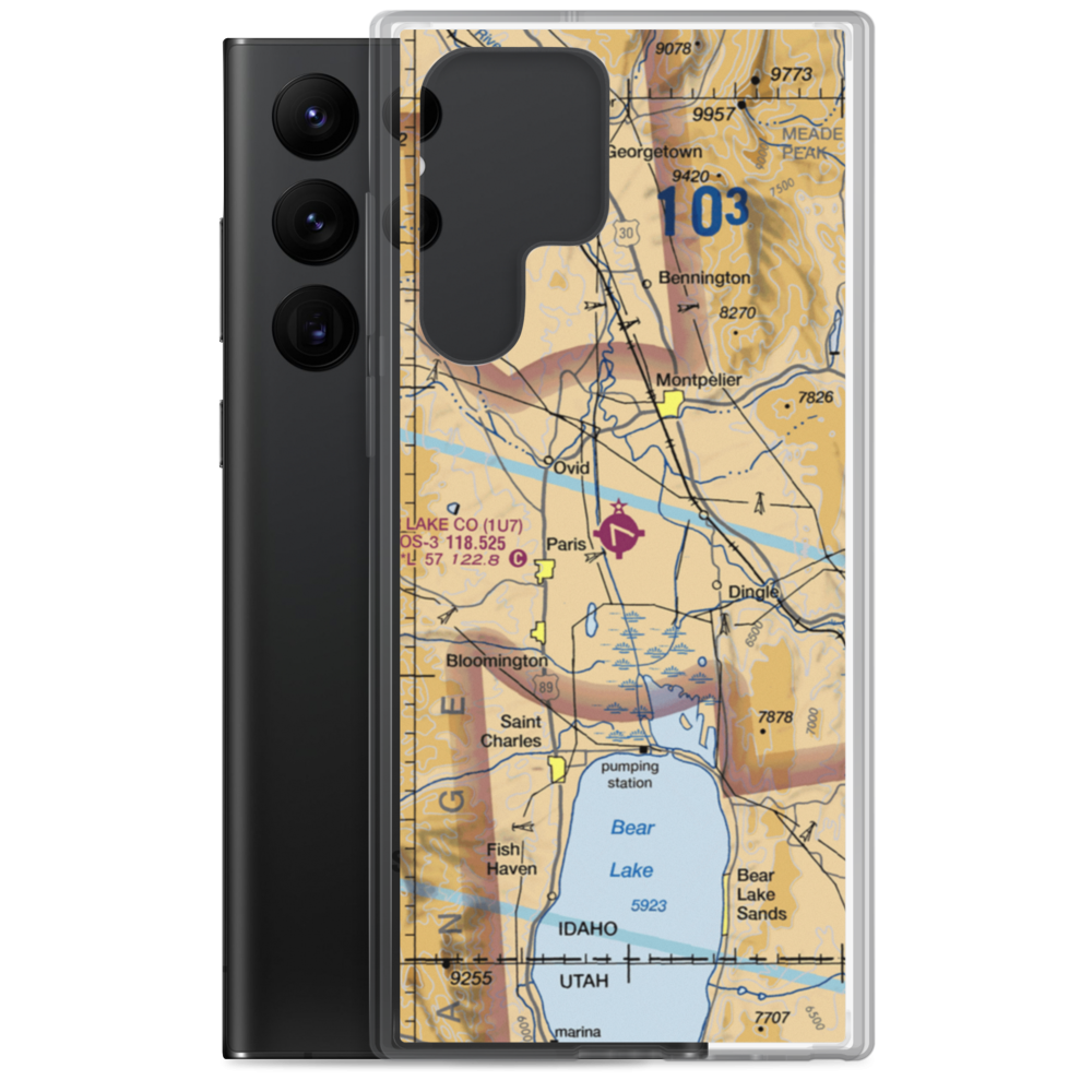 Bear Lake County Airport (1U7) VFR Sectional Samsung Case Samsung Galaxy S22 Ultra model shown