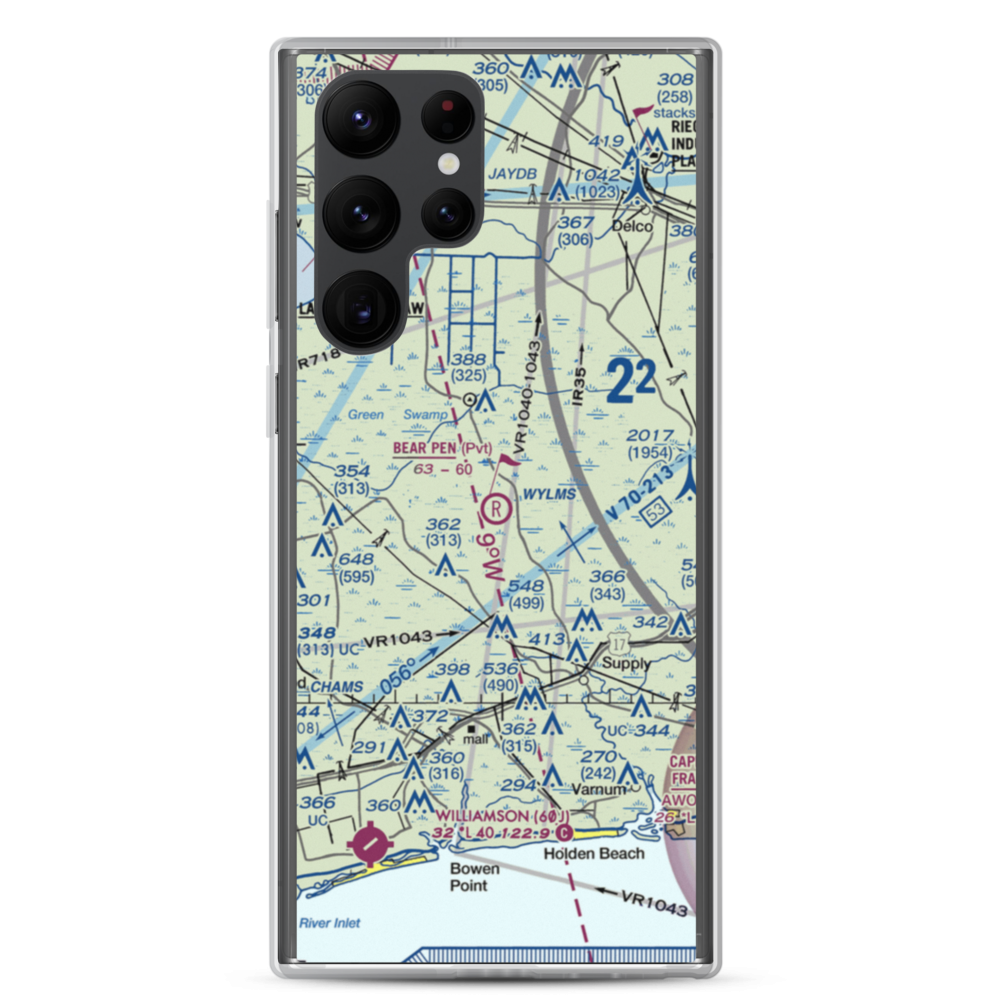 Bear Pen Airport (NC43) VFR Sectional Samsung Case Samsung Galaxy S22 Ultra model shown