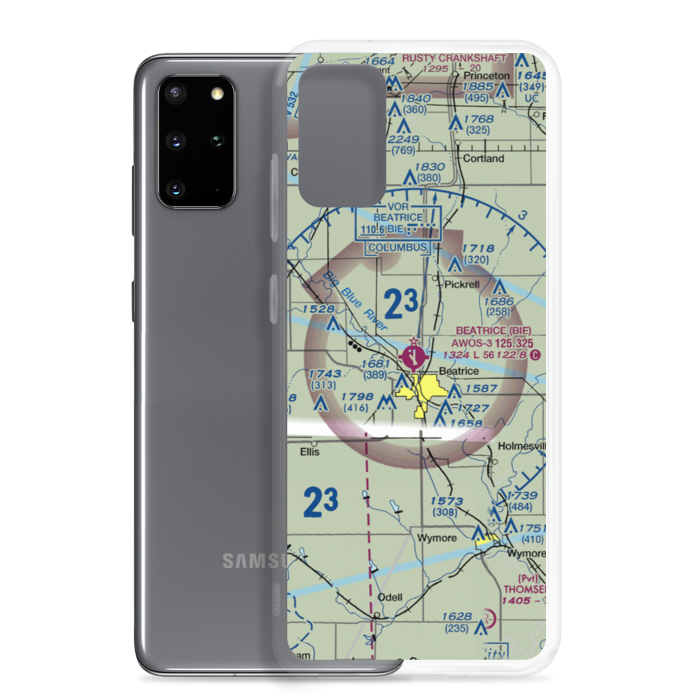 Beatrice Municipal Airport (BIE) VFR Sectional Samsung Case Samsung Galaxy S20 Plus model shown