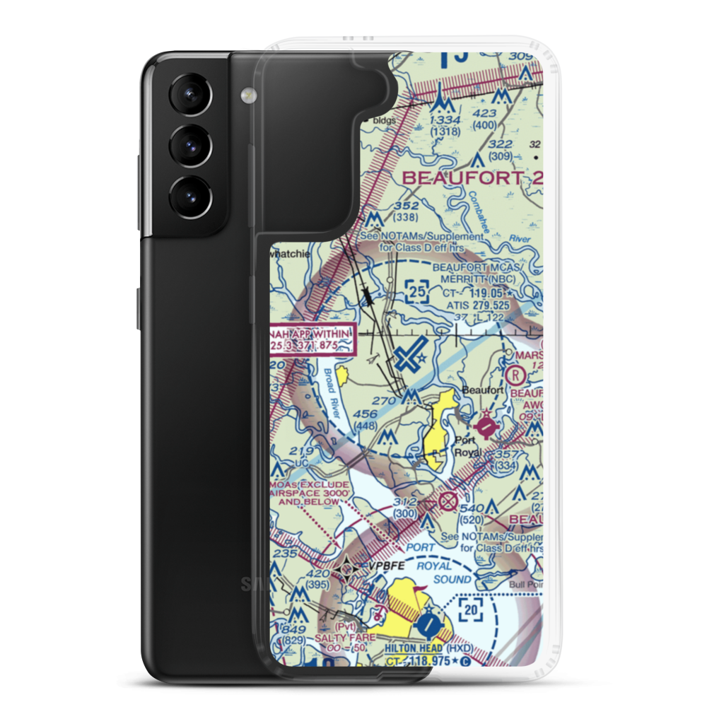 Beaufort MCAS - Merritt Field (NBC) VFR Sectional Samsung Case Samsung Galaxy S21 Plus model shown
