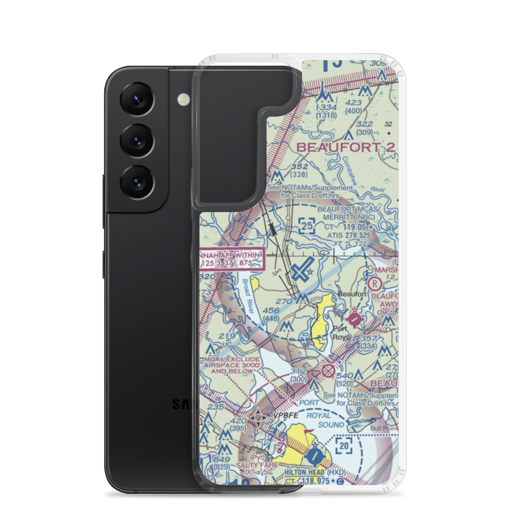 Beaufort MCAS - Merritt Field (NBC) VFR Sectional Samsung Case Samsung Galaxy S22 model shown