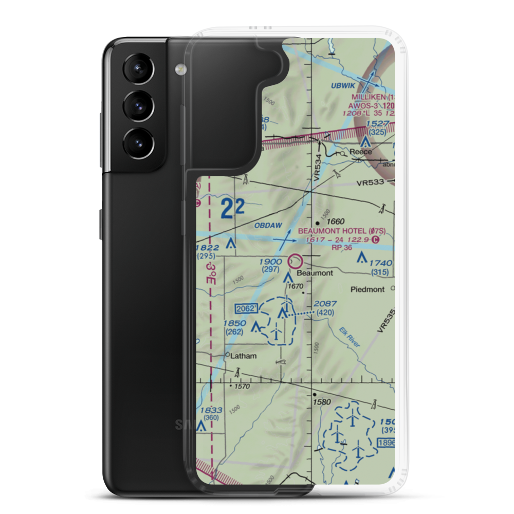 Beaumont Hotel Airport (07S) VFR Sectional Samsung Case Samsung Galaxy S21 Plus model shown