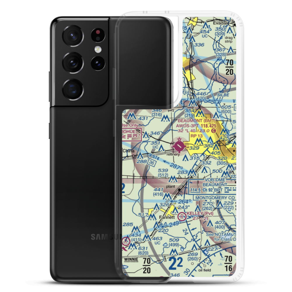 Beaumont Municipal Airport (BMT) VFR Sectional Samsung Case Samsung Galaxy S21 Ultra model shown