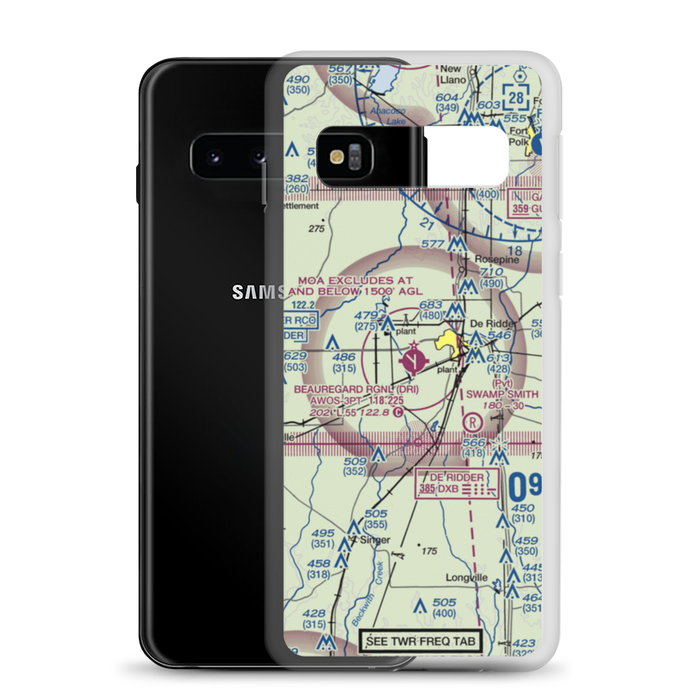 Beauregard Regional Airport (DRI) VFR Sectional Samsung Case Samsung Galaxy S10 model shown