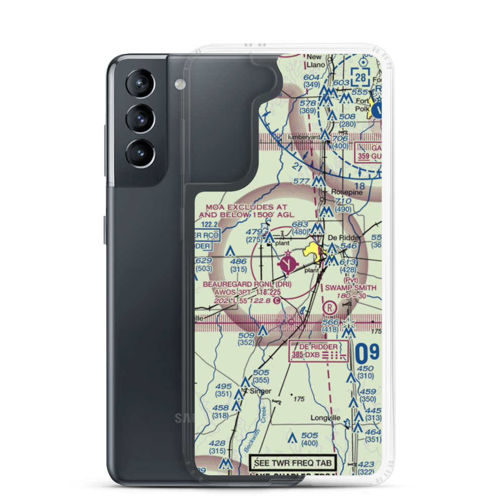 Beauregard Regional Airport (DRI) VFR Sectional Samsung Case Samsung Galaxy S21 model shown