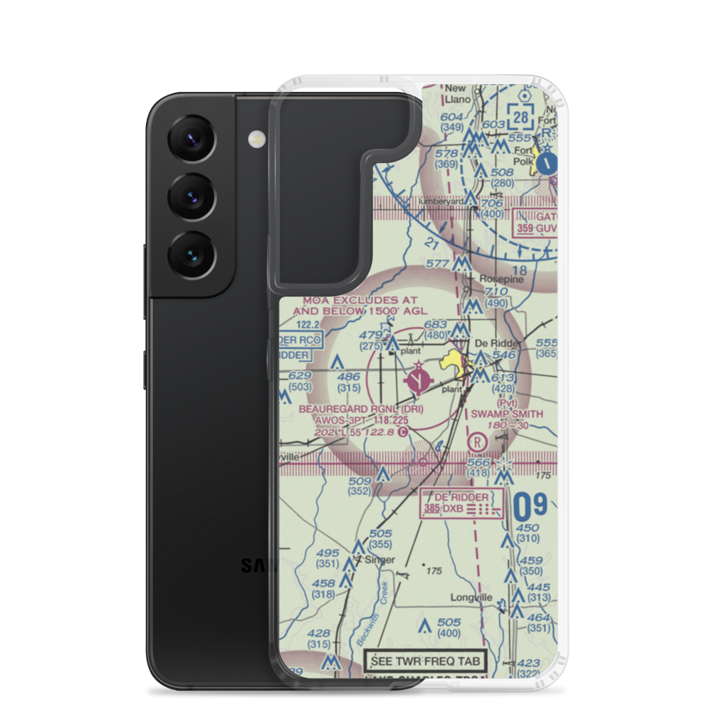 Beauregard Regional Airport (DRI) VFR Sectional Samsung Case Samsung Galaxy S22 model shown