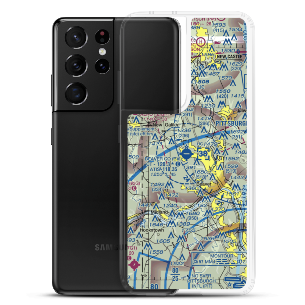 Beaver County Airport (BVI) VFR Sectional Samsung Case Samsung Galaxy S21 Ultra model shown