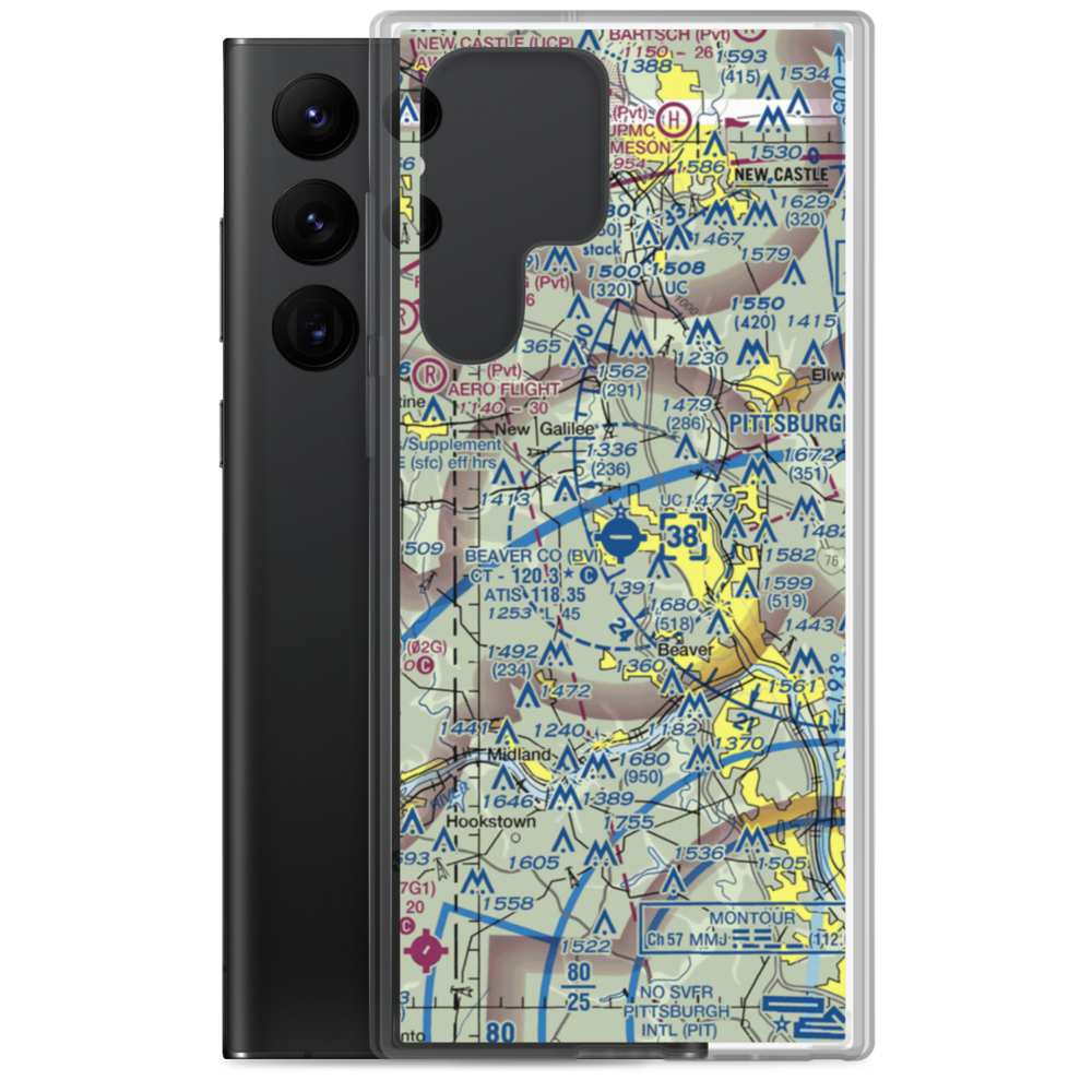 Beaver County Airport (BVI) VFR Sectional Samsung Case Samsung Galaxy S22 Ultra model shown