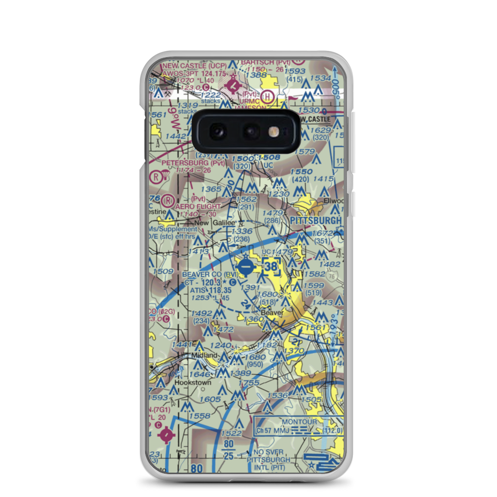Beaver County Airport (BVI) VFR Sectional Samsung Case Samsung Galaxy S10e model shown