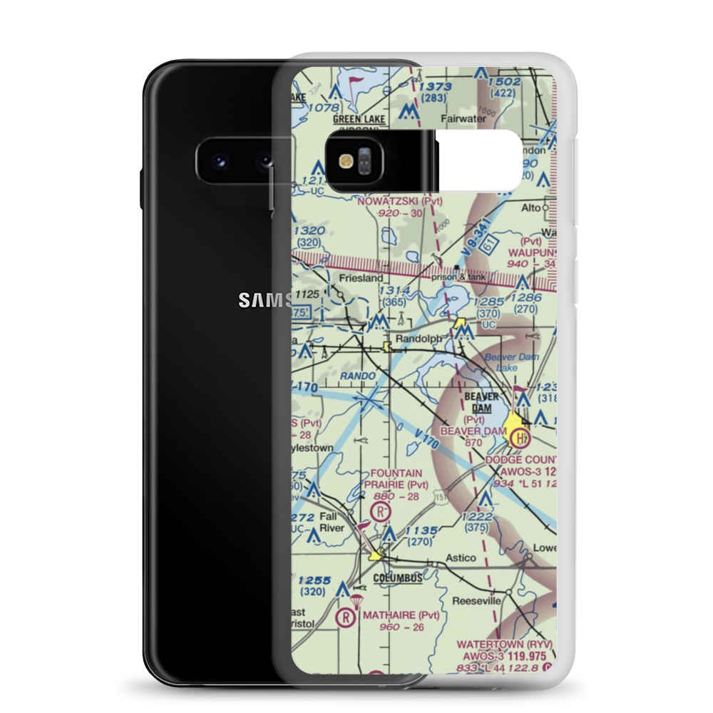 Beaver Dam Lake Seaplane Base (1WI5) VFR Sectional Samsung Case Samsung Galaxy S10 model shown