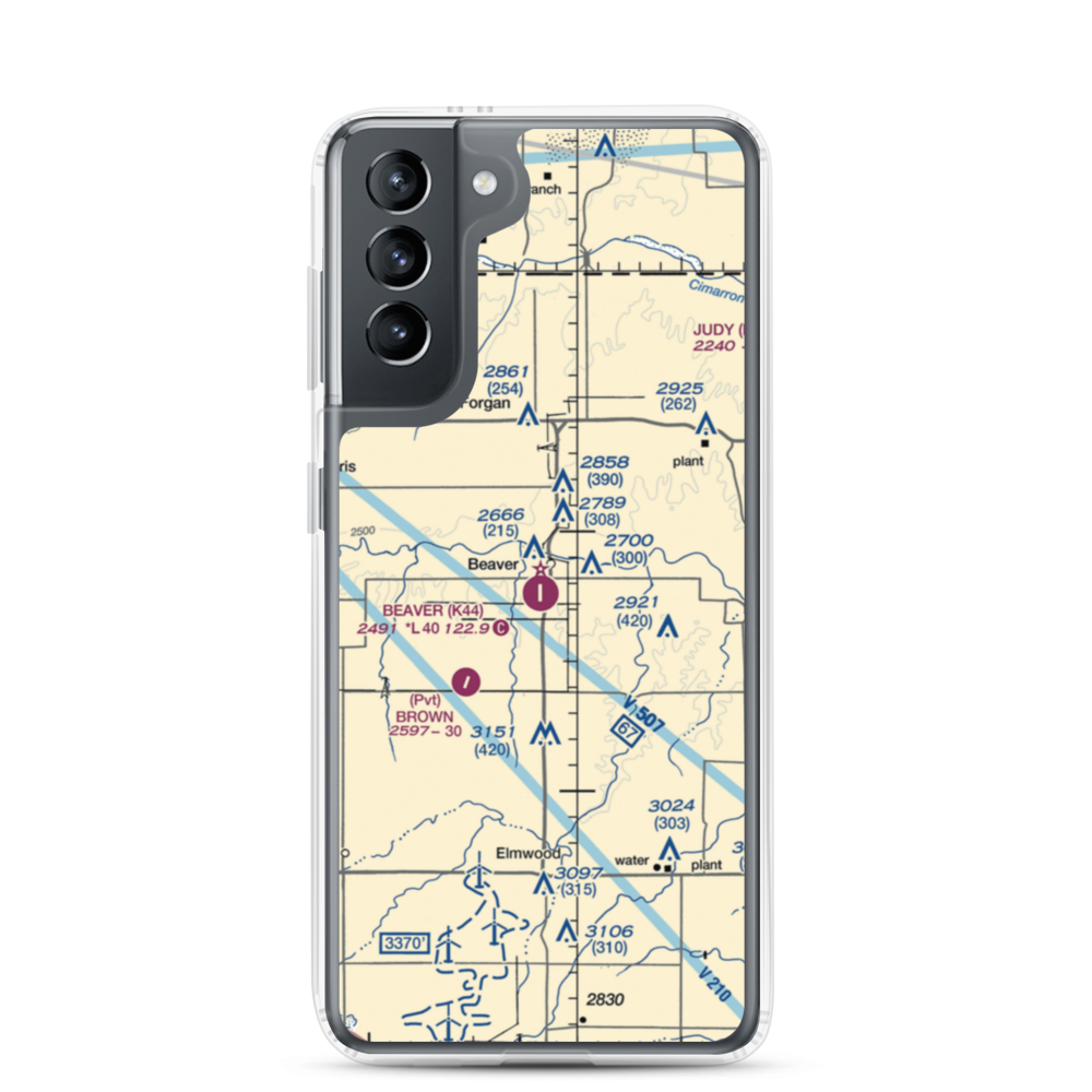 Beaver Municipal Airport (K44) VFR Sectional Samsung Case Samsung Galaxy S21 model shown