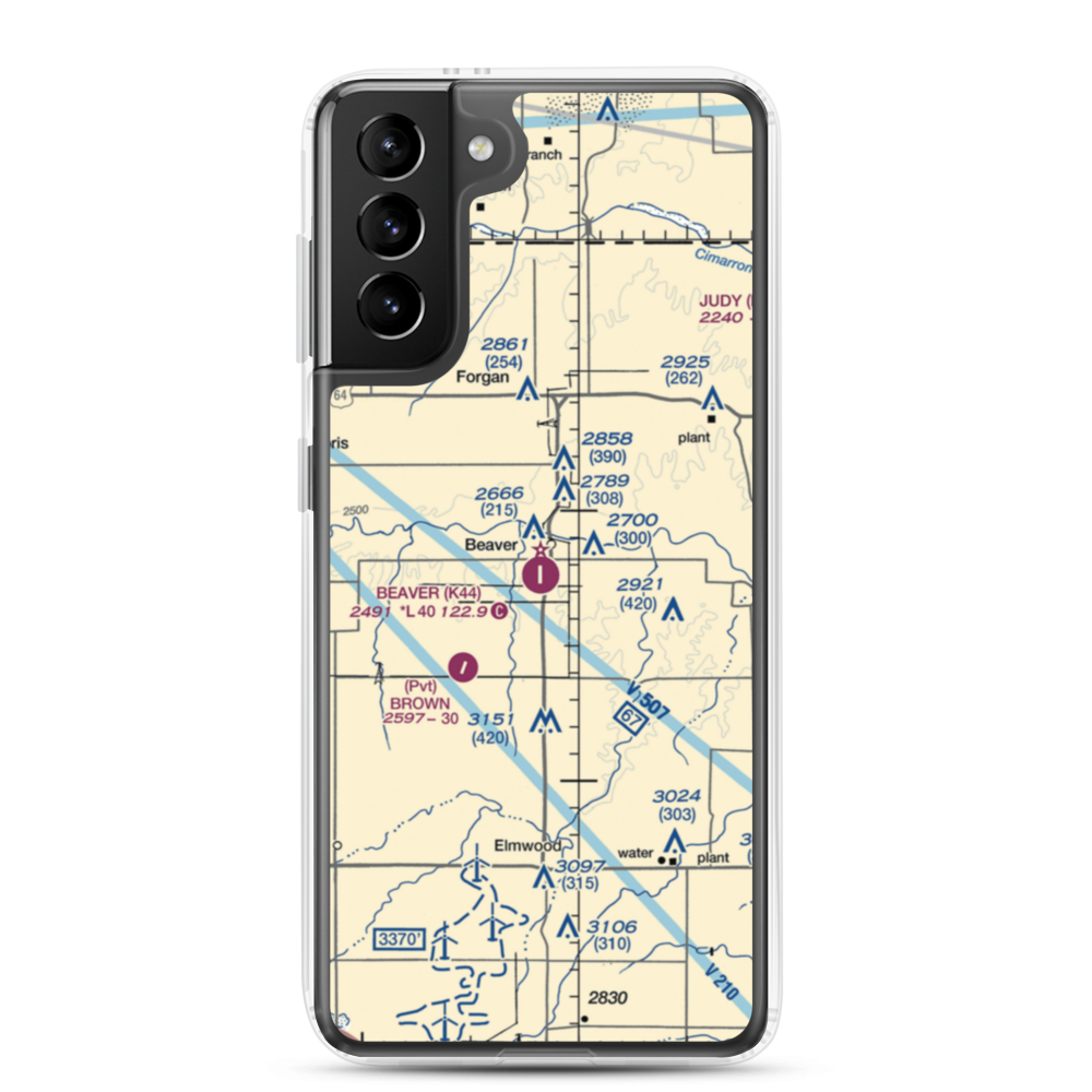 Beaver Municipal Airport (K44) VFR Sectional Samsung Case Samsung Galaxy S21 Plus model shown