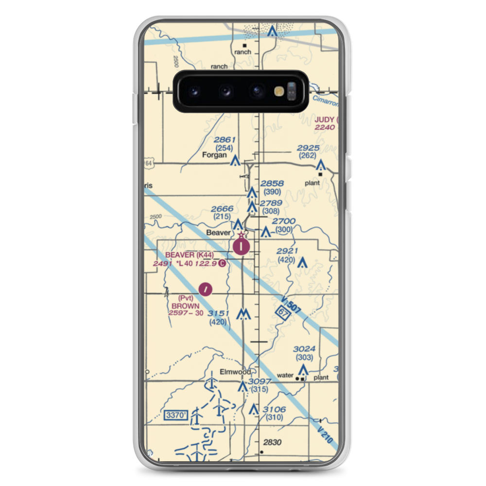 Beaver Municipal Airport (K44) VFR Sectional Samsung Case Samsung Galaxy S10+ model shown