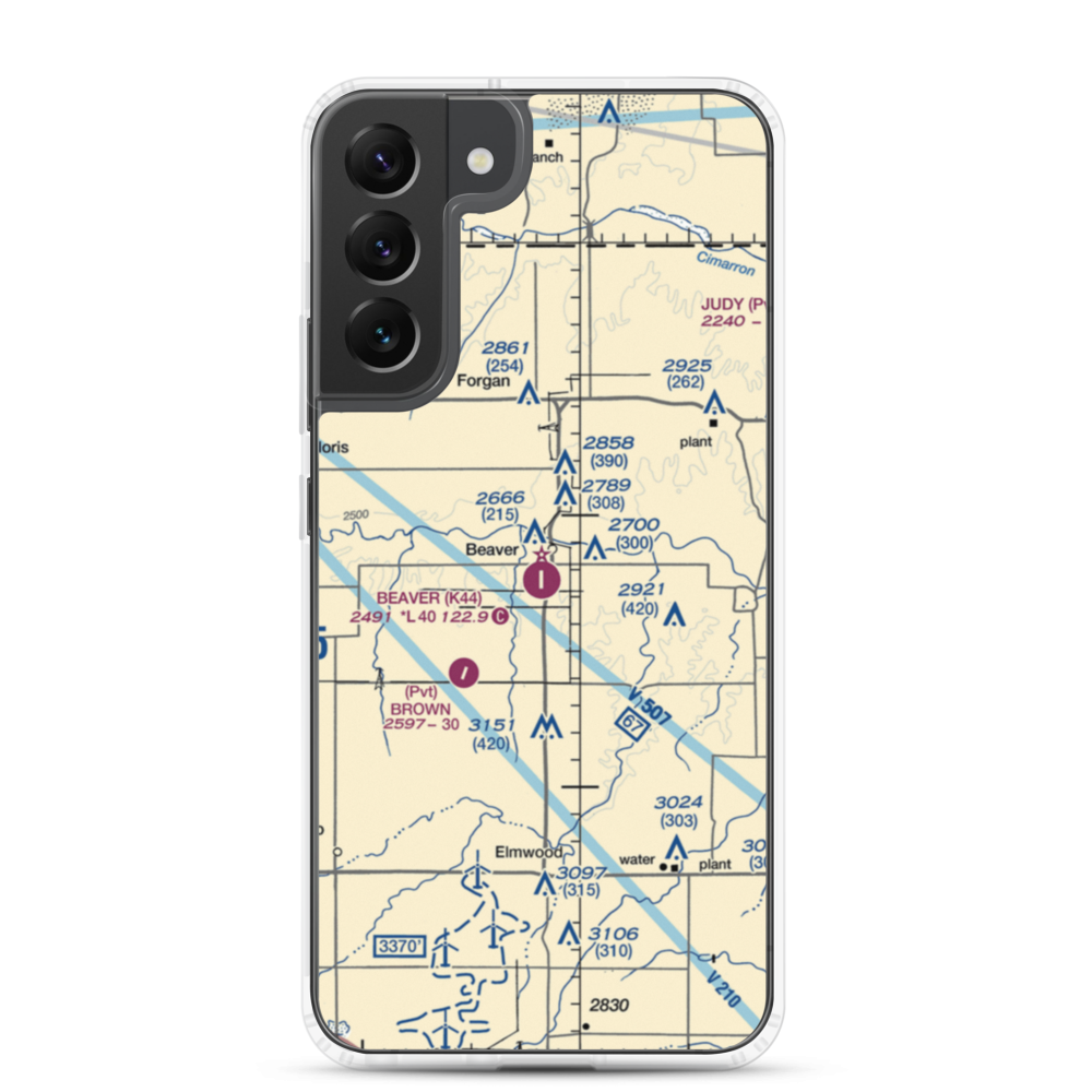 Beaver Municipal Airport (K44) VFR Sectional Samsung Case Samsung Galaxy S22 Plus model shown