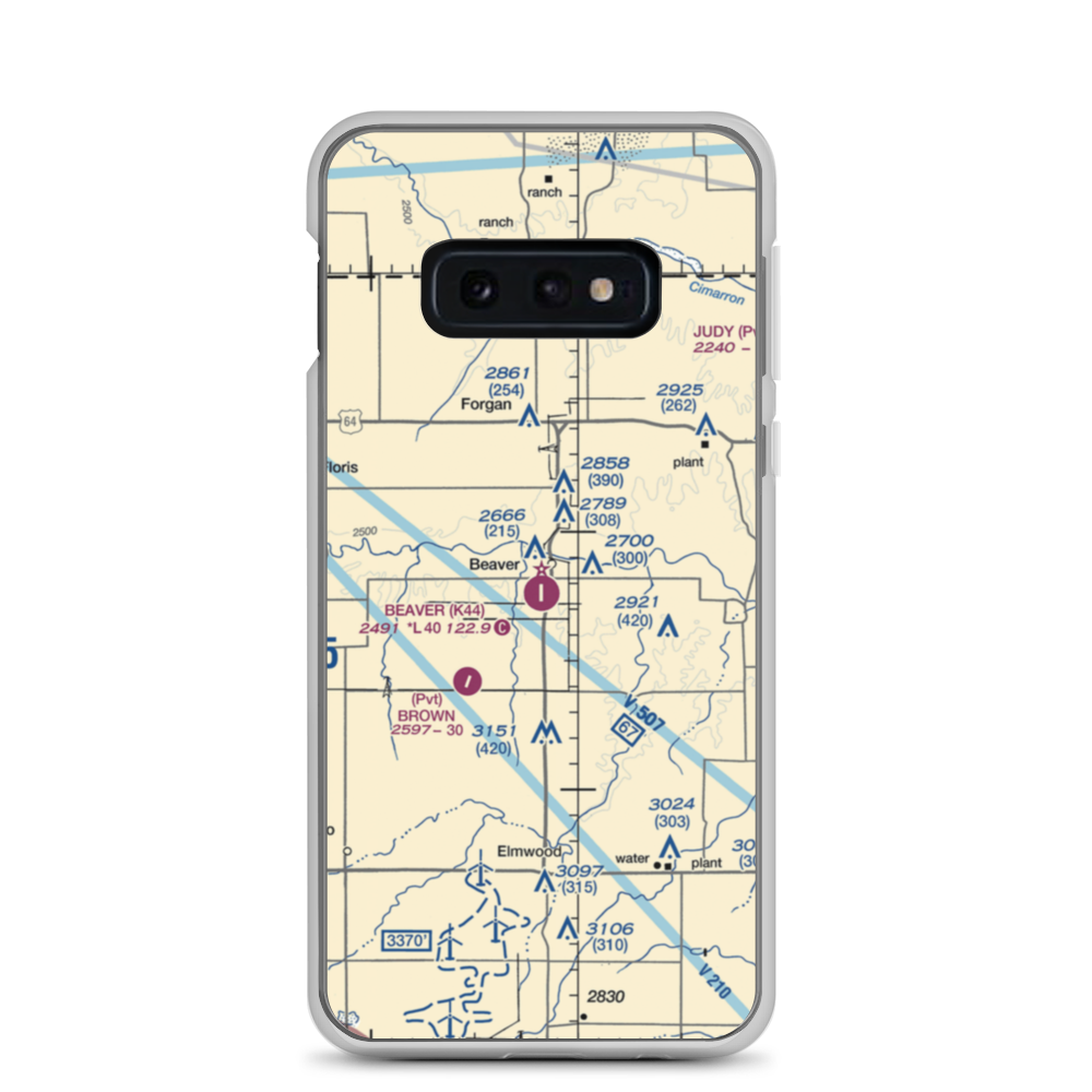 Beaver Municipal Airport (K44) VFR Sectional Samsung Case Samsung Galaxy S10e model shown