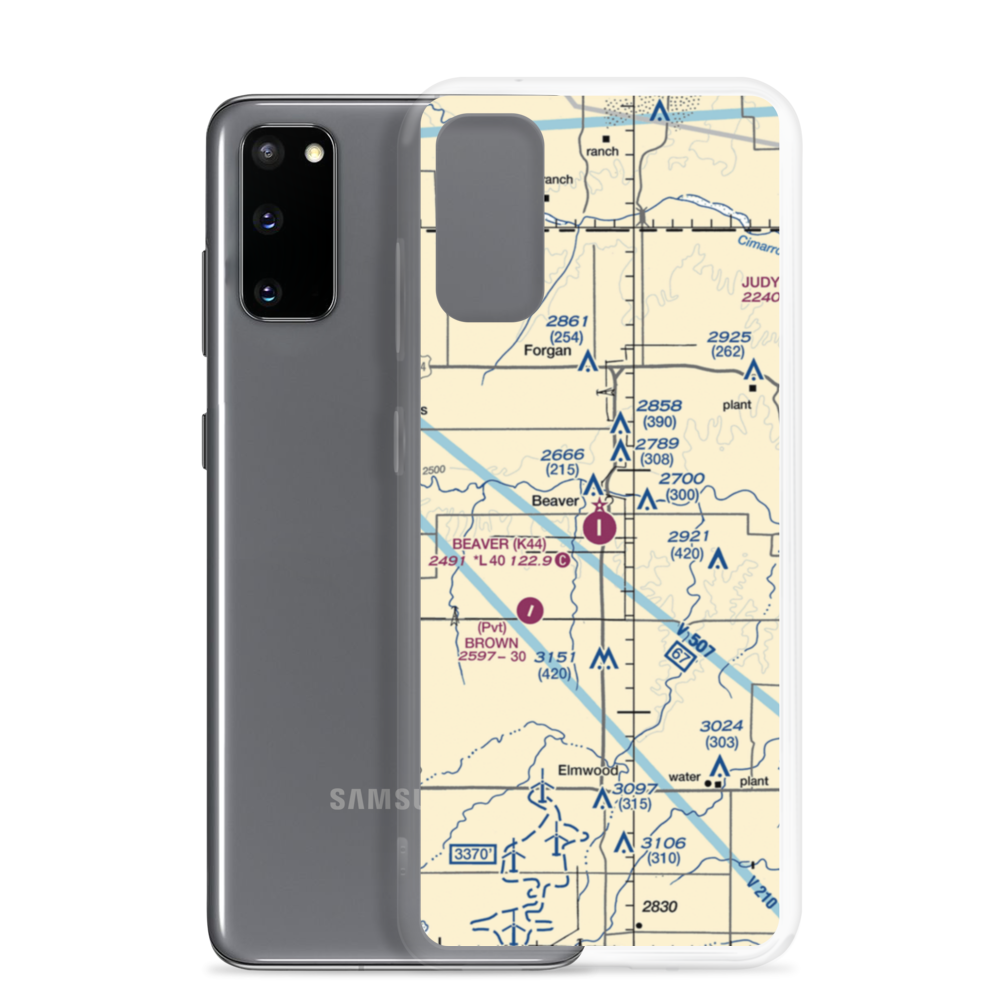 Beaver Municipal Airport (K44) VFR Sectional Samsung Case Samsung Galaxy S20 model shown