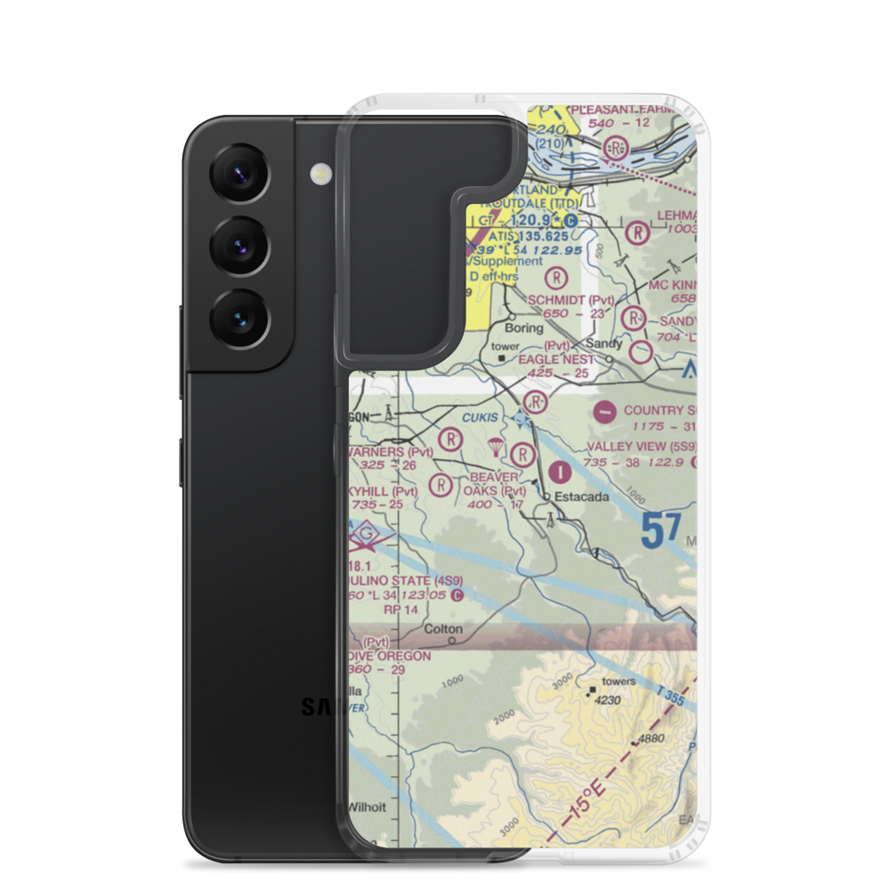 Beaver Oaks Airport (OR66) VFR Sectional Samsung Case Samsung Galaxy S22 model shown