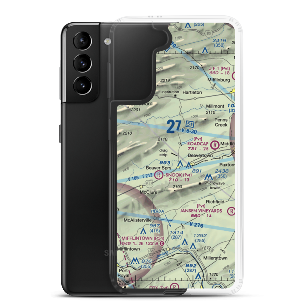 Beaver Springs Airport (PA39) VFR Sectional Samsung Case Samsung Galaxy S21 Plus model shown