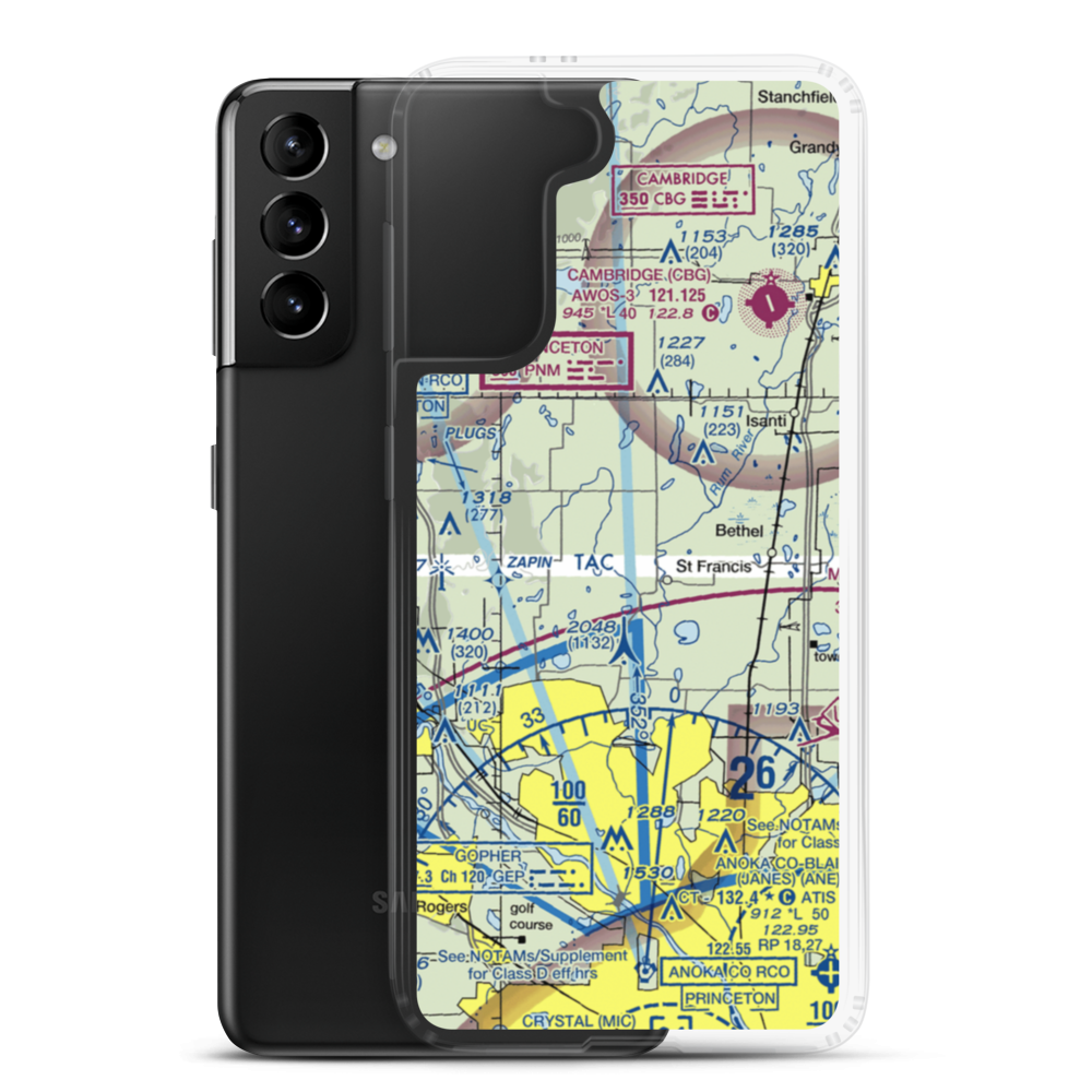 Becker Personal Airport (MY43) VFR Sectional Samsung Case Samsung Galaxy S21 Plus model shown
