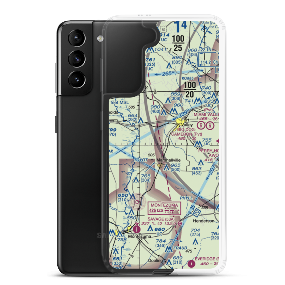 Beckley Farms Airport (1GE4) VFR Sectional Samsung Case Samsung Galaxy S21 Plus model shown