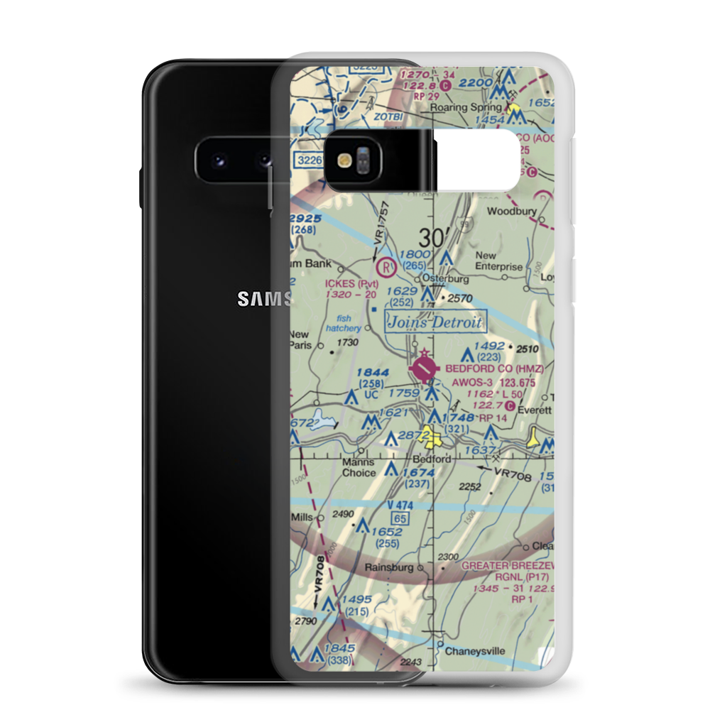 Bedford County Airport (HMZ) VFR Sectional Samsung Case Samsung Galaxy S10 model shown