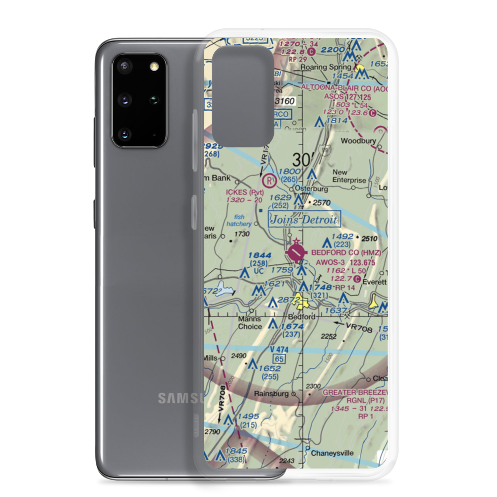 Bedford County Airport (HMZ) VFR Sectional Samsung Case Samsung Galaxy S20 Plus model shown