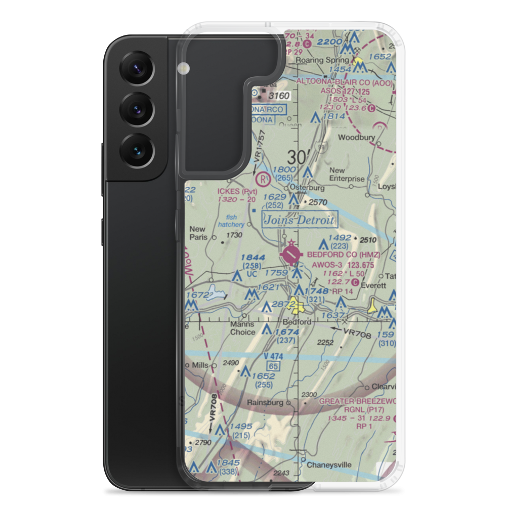 Bedford County Airport (HMZ) VFR Sectional Samsung Case Samsung Galaxy S22 Plus model shown