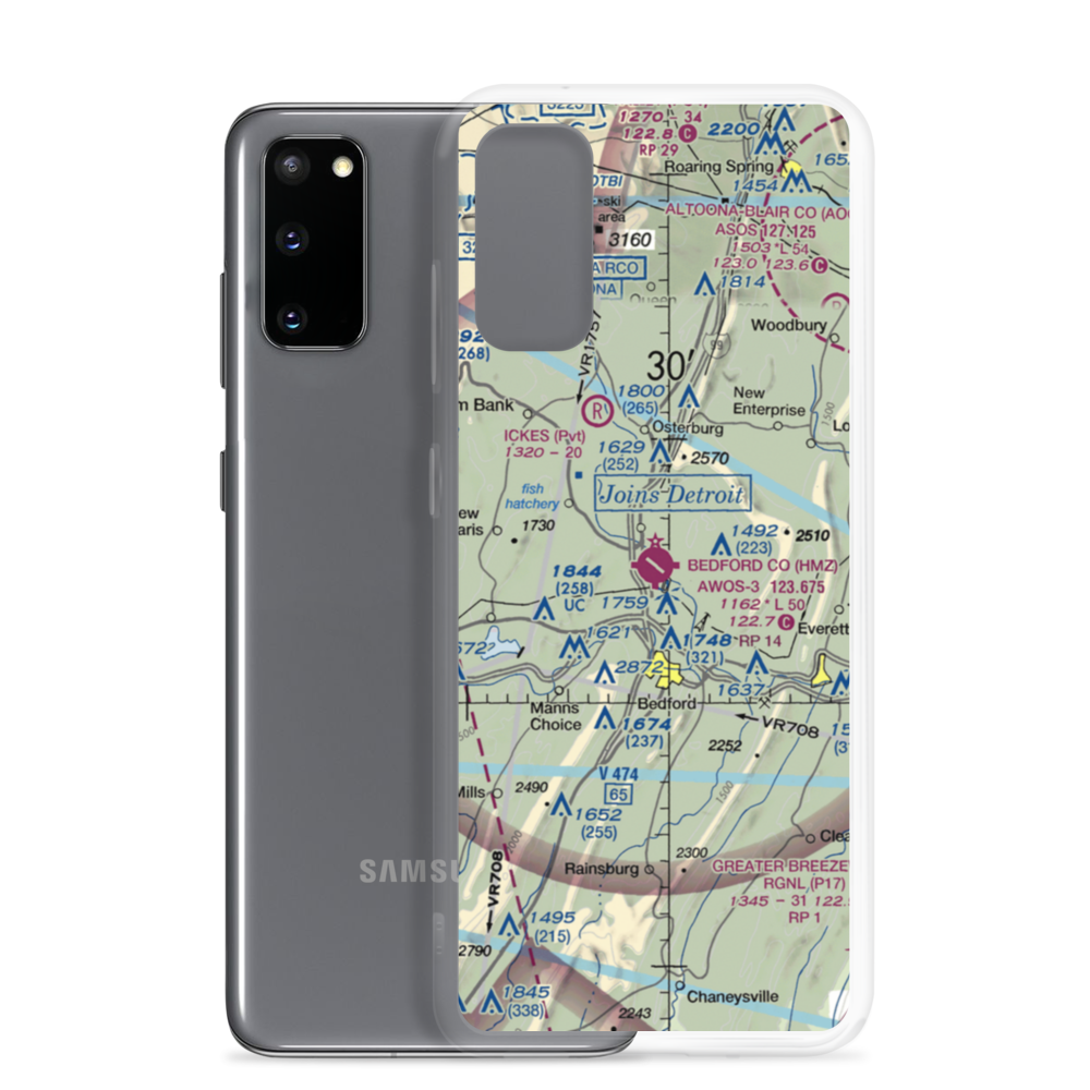 Bedford County Airport (HMZ) VFR Sectional Samsung Case Samsung Galaxy S20 model shown