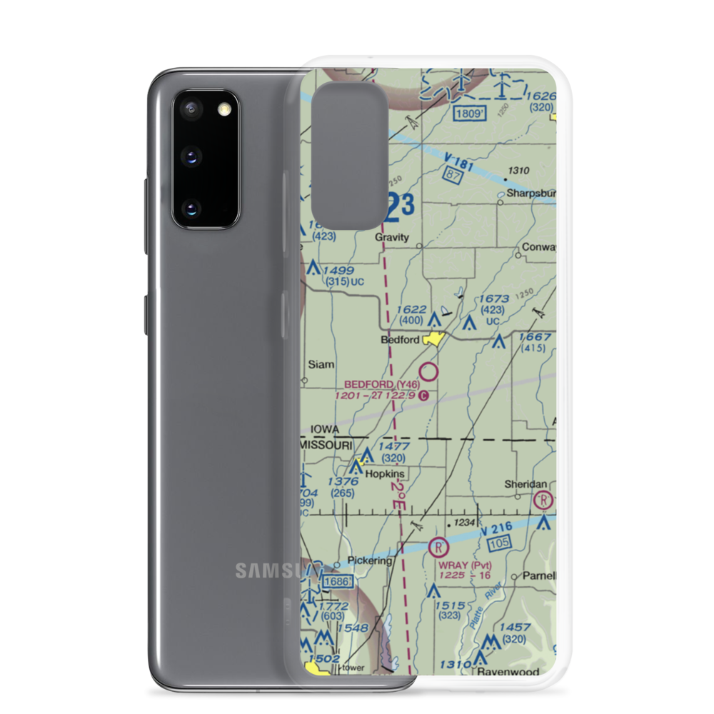 Bedford Municipal Airport (Y46) VFR Sectional Samsung Case Samsung Galaxy S20 model shown