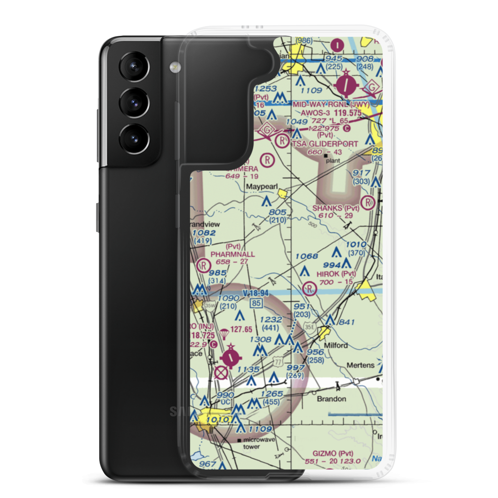 Bee Creek Airport (34TE) VFR Sectional Samsung Case Samsung Galaxy S21 Plus model shown