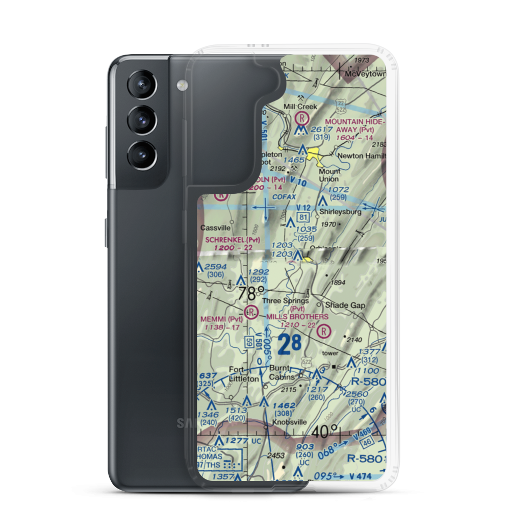 Beers Farm Airport (PN73) VFR Sectional Samsung Case Samsung Galaxy S21 model shown