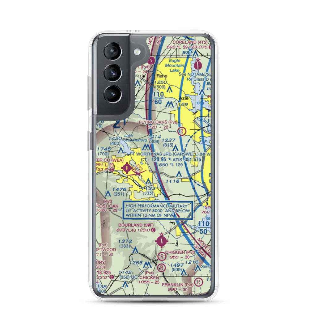 Beggs Ranch/Aledo/ Airport (TX15) VFR Sectional Samsung Case Samsung Galaxy S21 model shown