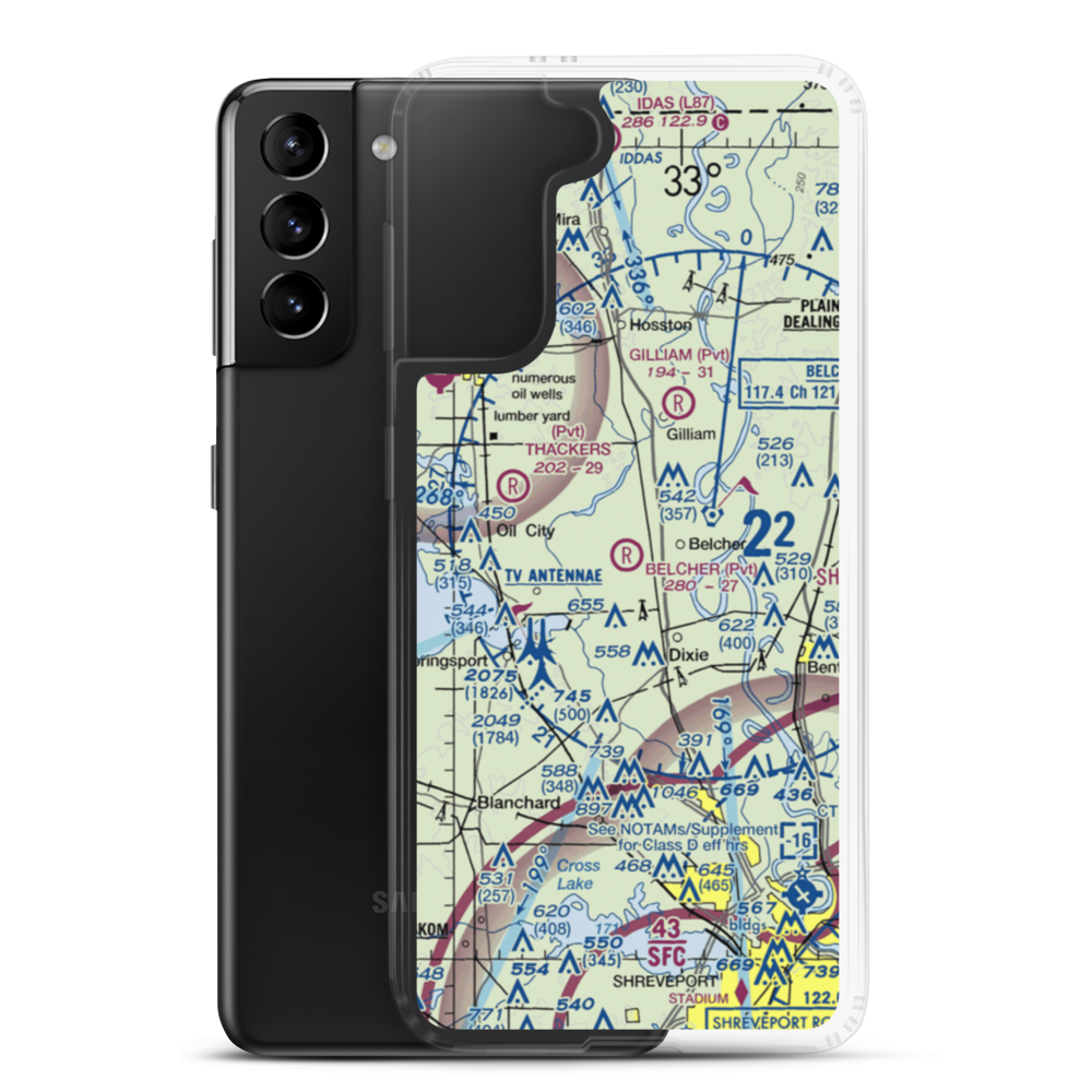 Belcher Airpatch Airport (0LA3) VFR Sectional Samsung Case Samsung Galaxy S21 Plus model shown
