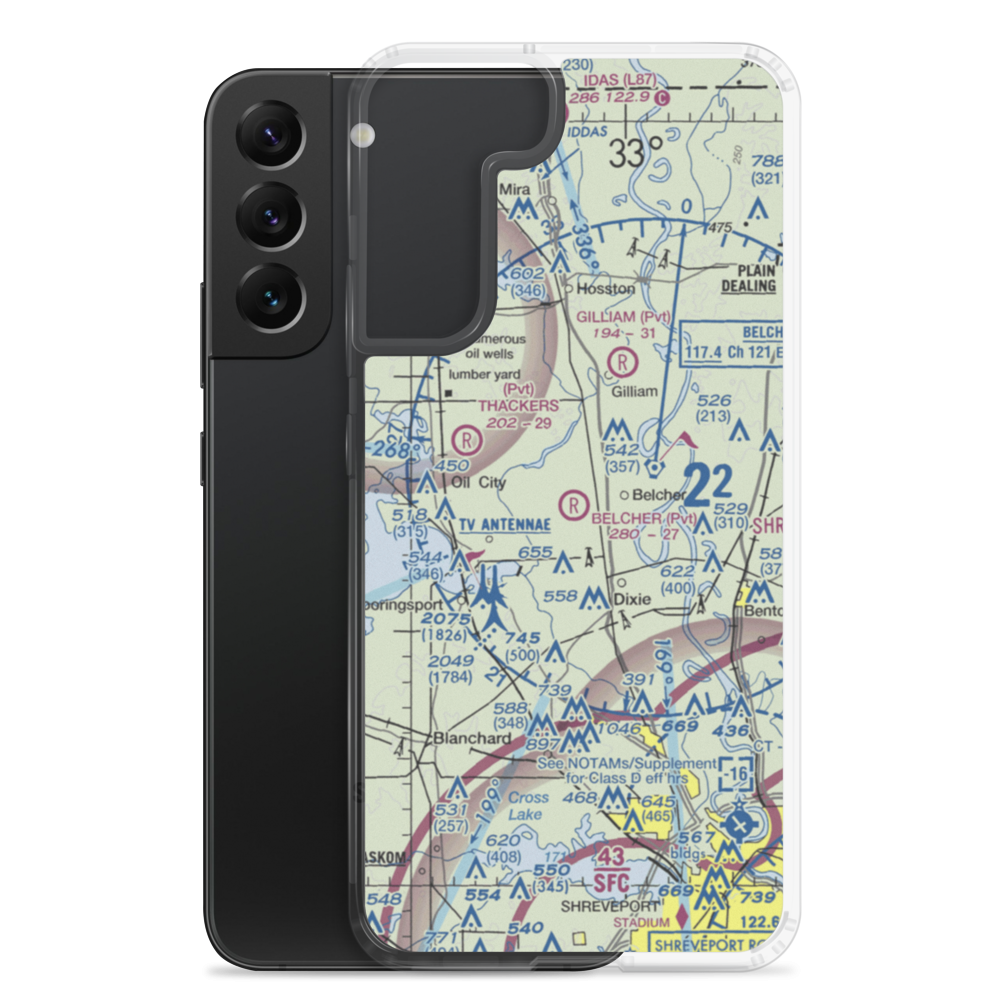 Belcher Airpatch Airport (0LA3) VFR Sectional Samsung Case Samsung Galaxy S22 Plus model shown