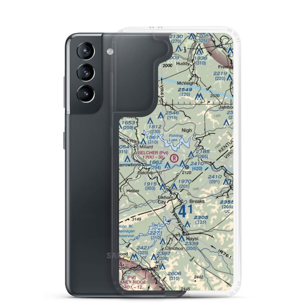 Belcher Regional Airport (57KY) VFR Sectional Samsung Case Samsung Galaxy S21 model shown