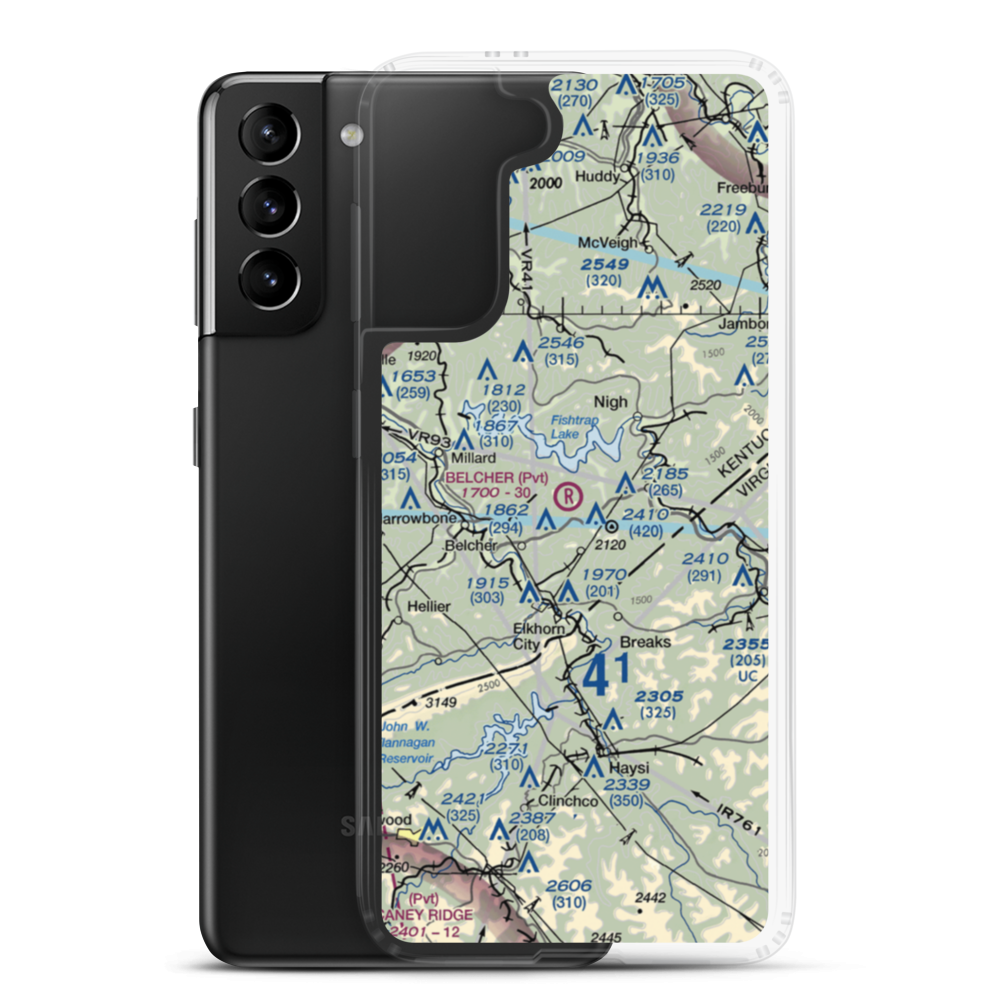 Belcher Regional Airport (57KY) VFR Sectional Samsung Case Samsung Galaxy S21 Plus model shown