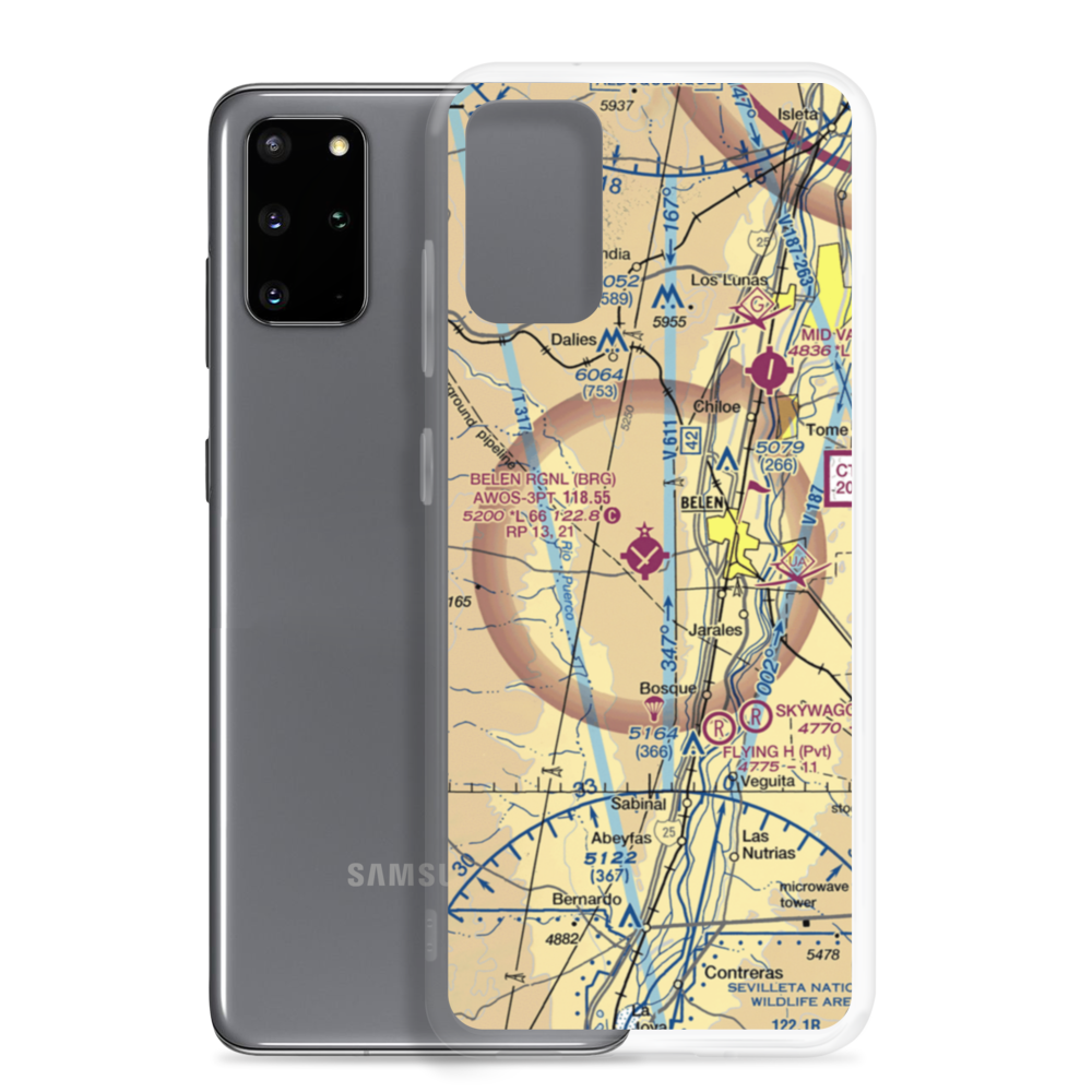 Belen Regional Airport (BRG) VFR Sectional Samsung Case Samsung Galaxy S20 Plus model shown