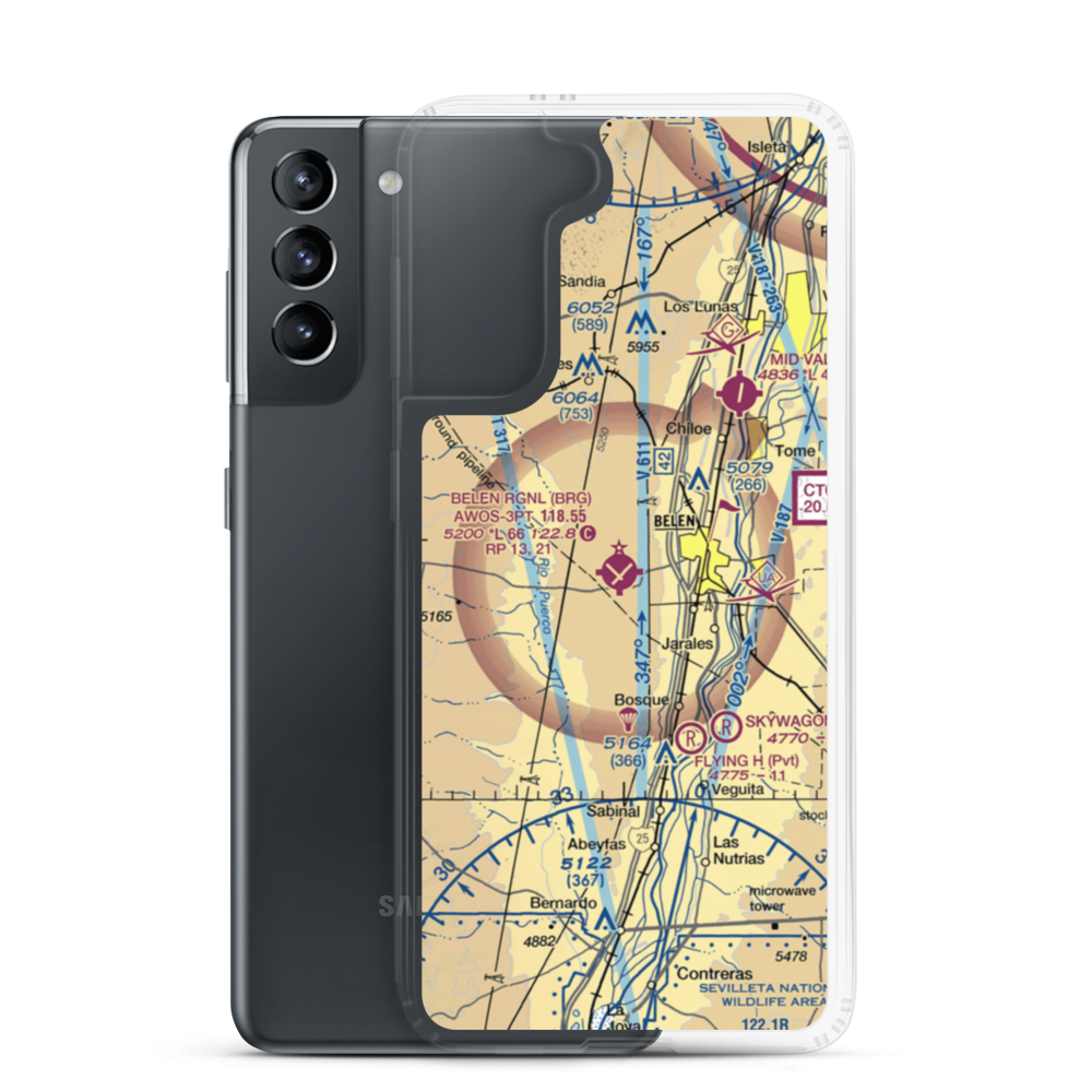 Belen Regional Airport (BRG) VFR Sectional Samsung Case Samsung Galaxy S21 model shown