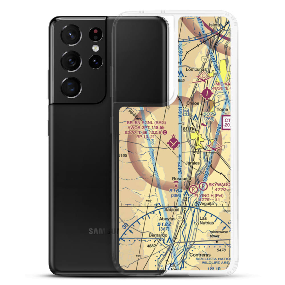 Belen Regional Airport (BRG) VFR Sectional Samsung Case Samsung Galaxy S21 Ultra model shown