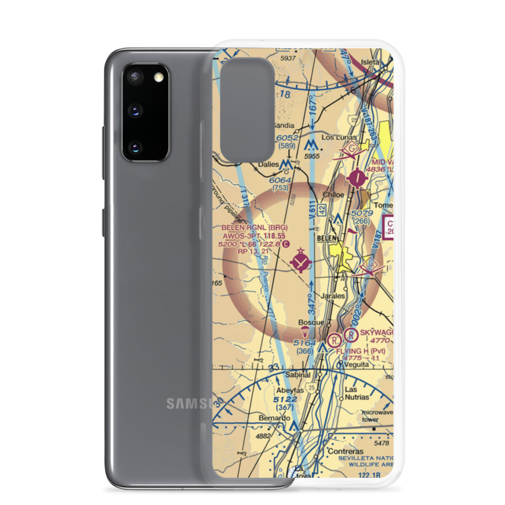 Belen Regional Airport (BRG) VFR Sectional Samsung Case Samsung Galaxy S20 model shown