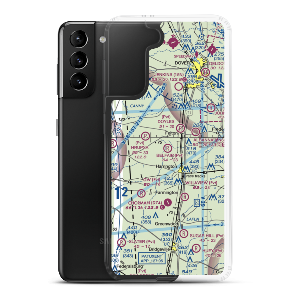 Belfair Airport (DE32) VFR Sectional Samsung Case Samsung Galaxy S21 Plus model shown